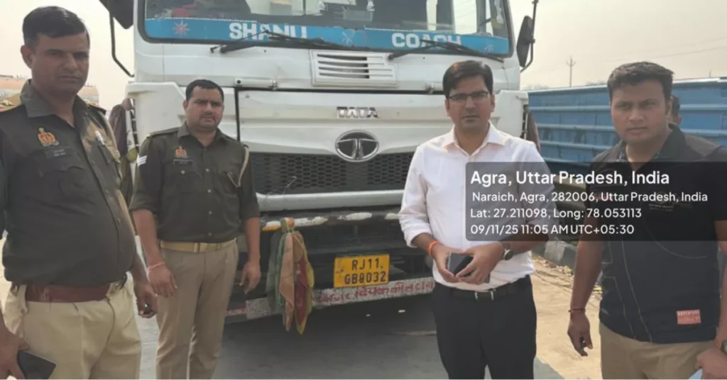 अवैध खनन आगरा, DM अरविंद मल्लप्पा बंगारी कार्रवाई, ओवरलोड वाहन चेकिंग आगरा, mining enforcement UP, joint task force action Agra, illegal mining crackdown UP, transport overloading action India, vehicle seizure illegal mining, Agra administration news