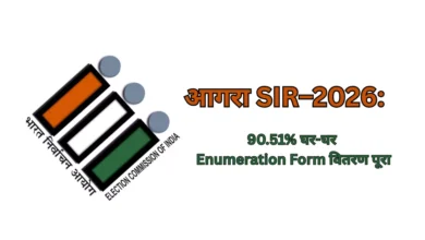 SIR–2026, SIR 2026 आगरा, मतदाता सूची पुनरीक्षण, Enumeration Form आगरा, BLO रिपोर्ट, जिलाधिकारी अरविंद मल्लप्पा बंगारी, आगरा निर्वाचन प्रगति, voter list update UP, आगरा चुनाव तैयारी