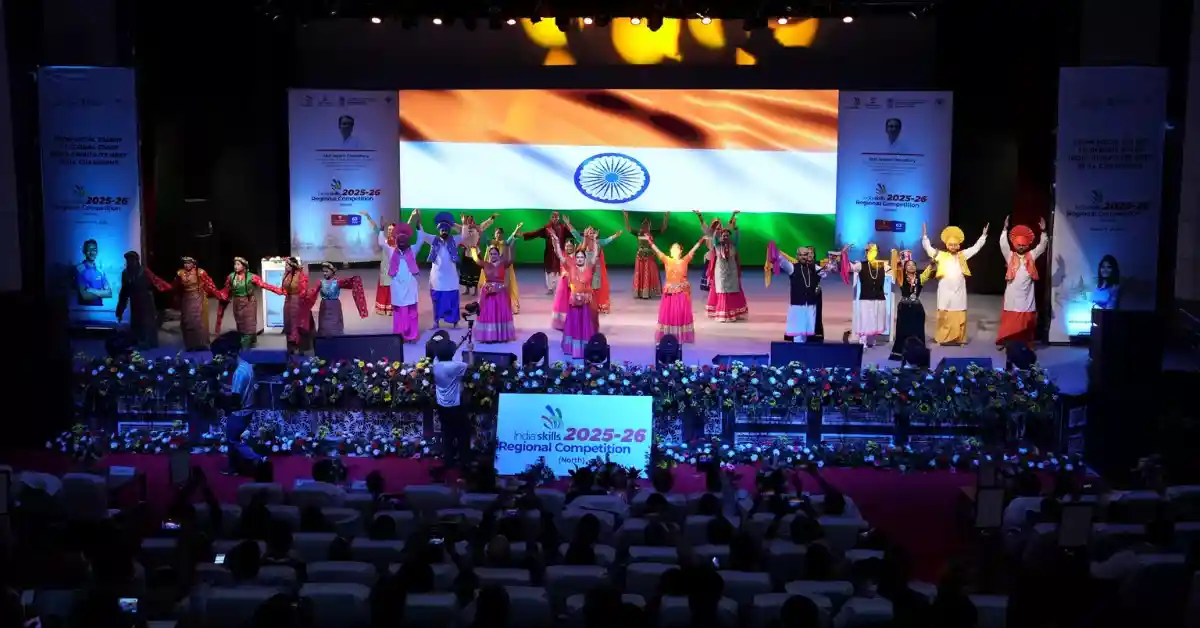 Iनॉर्थ जोन इंडिया स्किल रीजनल प्रतियोगिता, ndia Skills competition agra, NSDC north zone skill competition, Jayant Chaudhary skill development event, Agra skill development news, IndiaSkills regional competition 2026, youth skill competition India, Agra Sur Sadan event news, skill development ministry program India