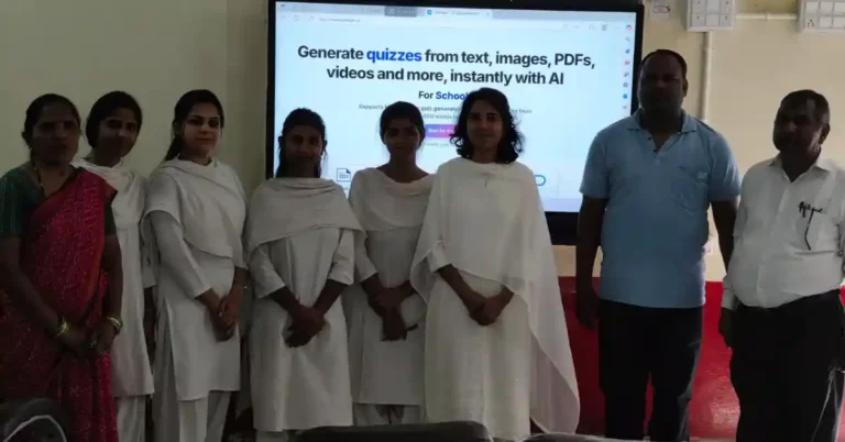 AI टूल्स, AI शिक्षा कार्यक्रम आगरा, बल्हेरा विद्यालय AI प्रस्तुति, DEI बीएड छात्राएं, स्मार्ट शिक्षा इंडिया, AI tools in education hindi, questgen quillbot mylens education, agra school news today, digital learning india school, ICT education innovation, rural school smart education