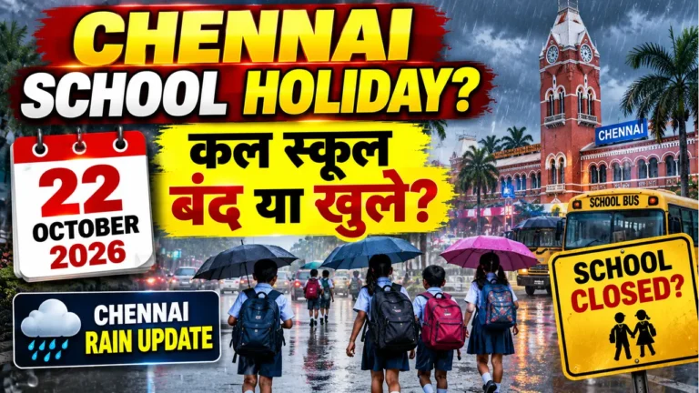 tomorrow school holiday in Chennai, Chennai school holiday tomorrow, Chennai school holiday October 22 2026, Chennai schools closed tomorrow, Chennai rain school holiday, Tamil Nadu school holiday news, Chennai latest news, चेन्नई स्कूल हॉलिडे टुमॉरो, चेन्नई में कल स्कूल बंद रहेंगे या नहीं, तमिलनाडु स्कूल छुट्टी अपडेट